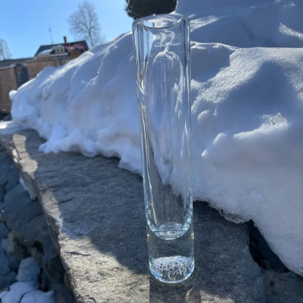 Handmade vase with a unique inner structure, which looks like crackle glass